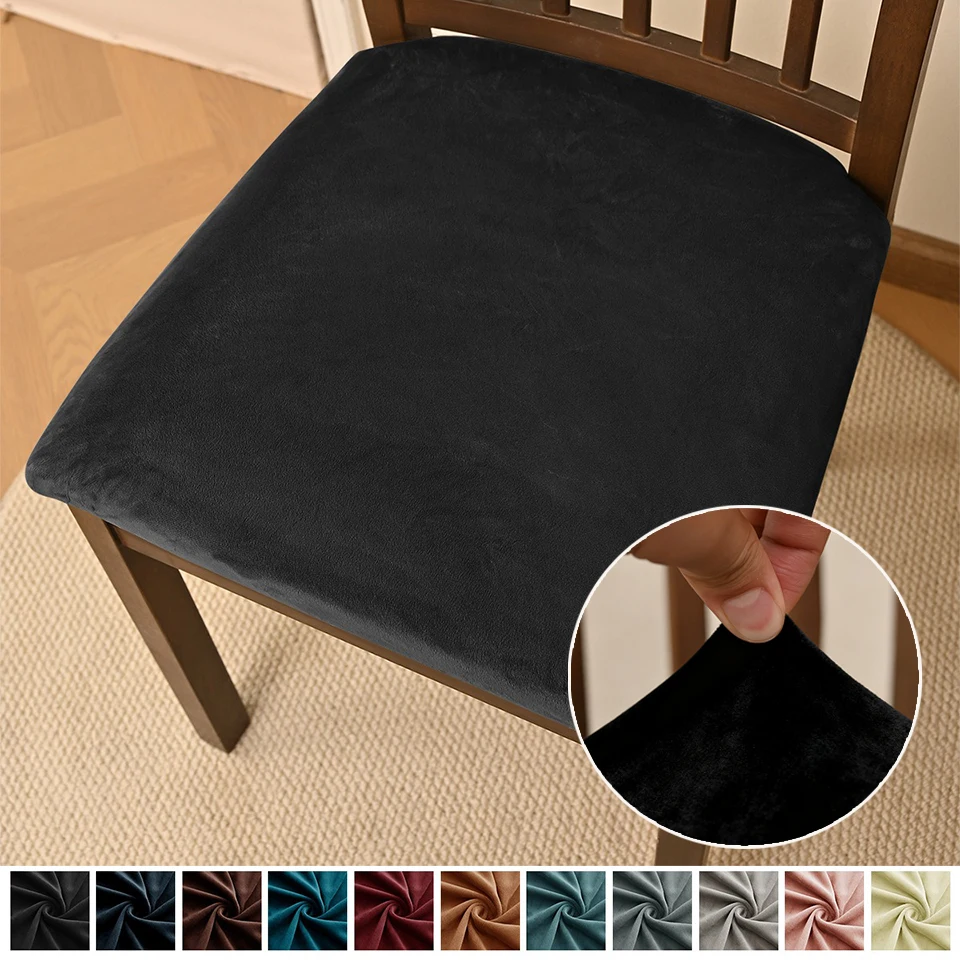 

1pc Solid Color Elastic Silver Fox Chair Cushion Cover for Kitchen Dining Room Seat Cover Dining Room Chair Seat Cushion Cover