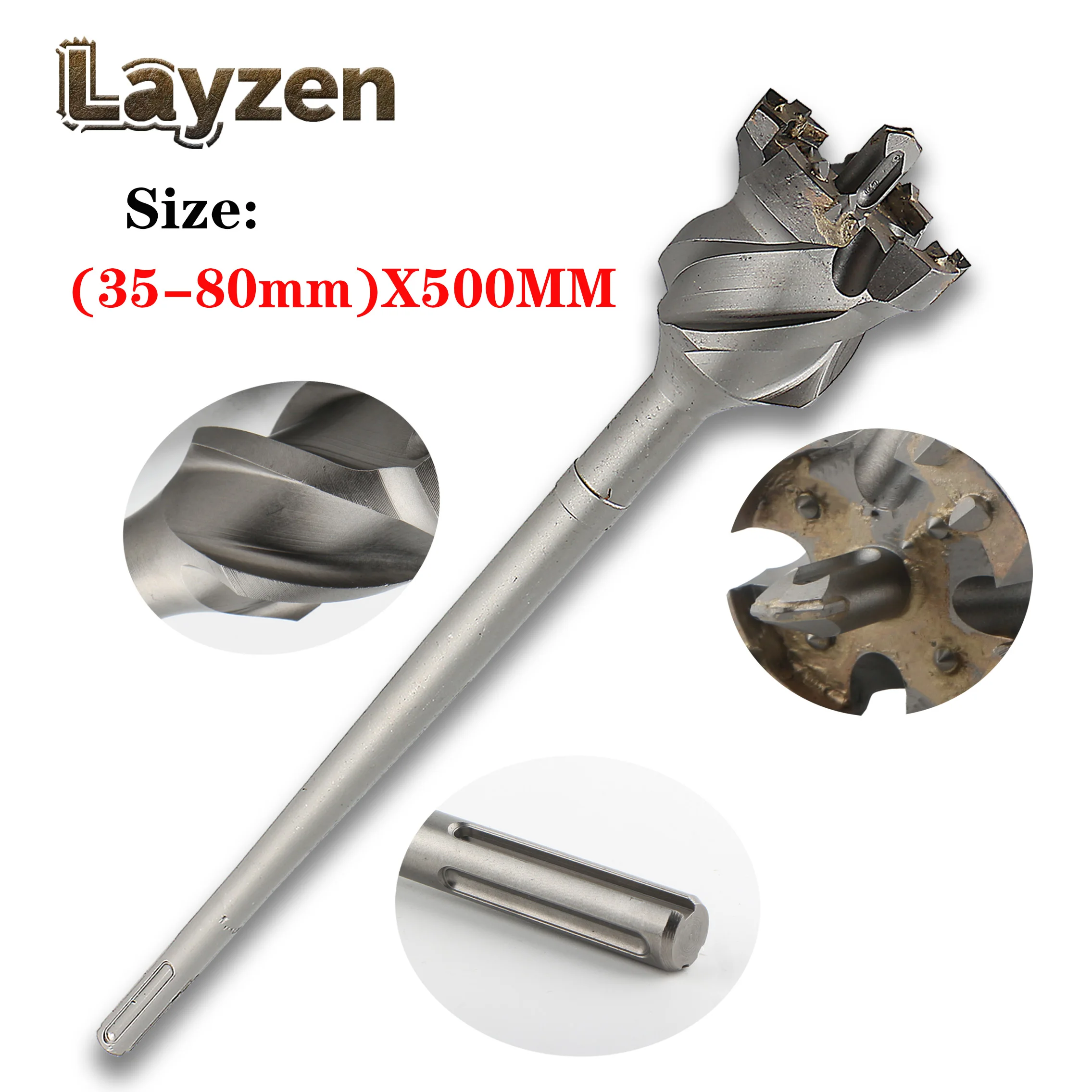 

SDS MAX Drill Bit 35-85mm Carbide/Tungsten Carbide Hole Saw 500 Length For Concrete Brick Stone Wall Air Conditioner Install