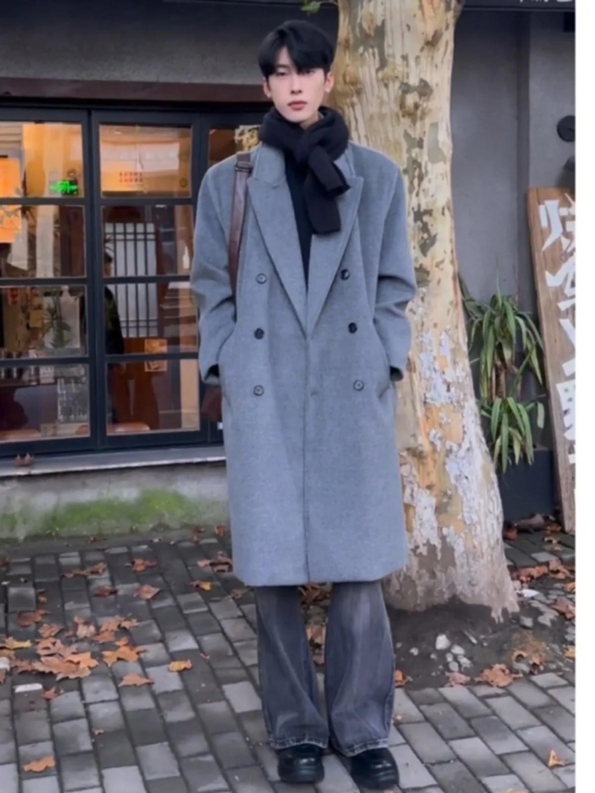 

Мужское шерстяное пальто средней длины в британском стиле, утепленное, осенне-зимнее, модное, с длинными рукавами, теплое, молодежное