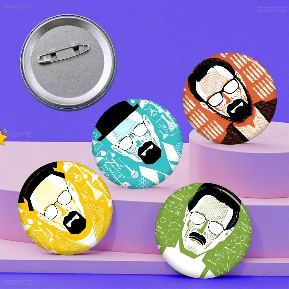 Breaking Bad TV Show Series Creative Pins Funny Faces Round Snap-in Brooch Badge Backpack Hat Accessories Jewelry Gifts