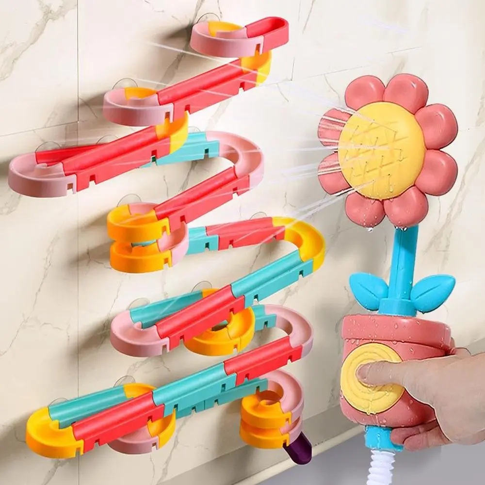 

Cute Baby Assembling Track Slide Colorful Plastic Track Slide Suction Cup DIY Funny Bathtub Slide Set for Children Bathtub
