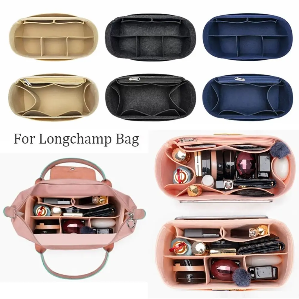 For Longchamp Durable Felt Handbag Insert Bag Storage Bag Support Internal Bag Organization Portable Bag Organiser