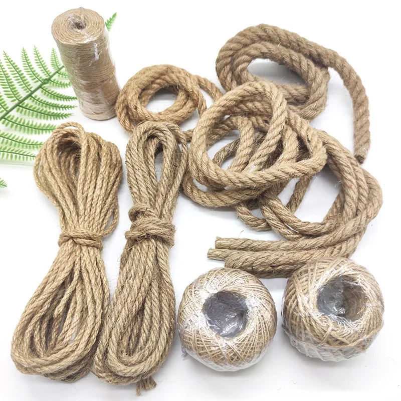 Natural Hessian Jute Twine Jute Rope Burlap Rope Burlap String DIY Crafts Gift Vase Garden Decoration 1/2/4/6/8/10/12/14/16MM