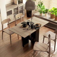 HOMCOM folding dining table with folding wings 75x140x74 cm Natural and black