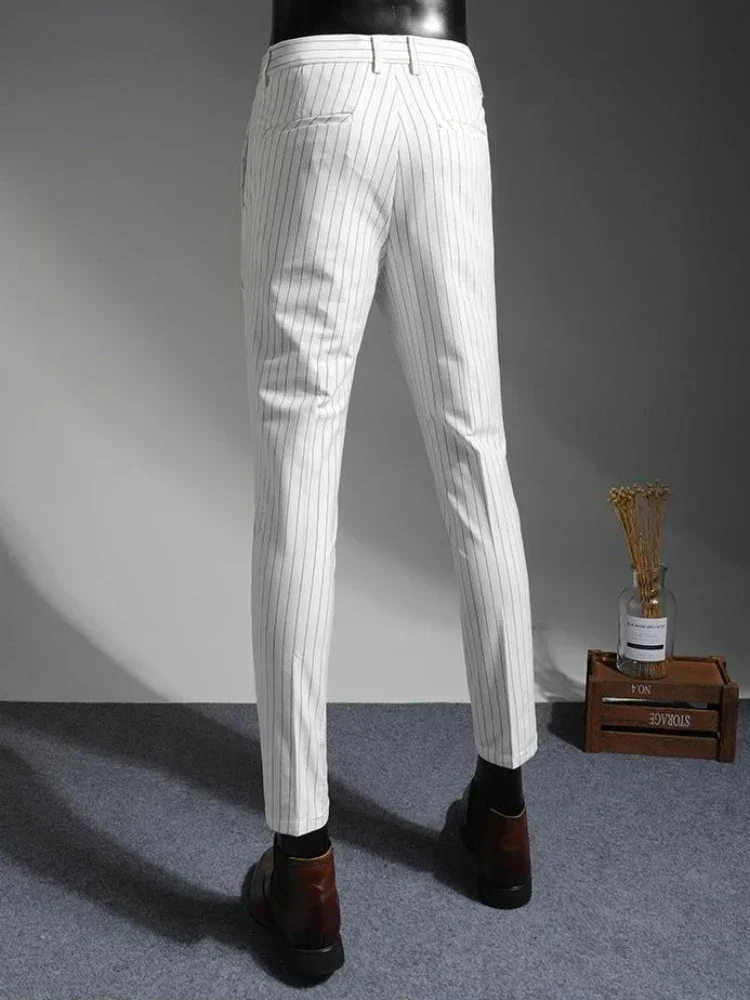 Straight Trousers Men Fluid Elastic Draped Suits Pants Stretch Classic Clothes Offer Chinese Homme Up Anti-wrinkle Dress JJ1112