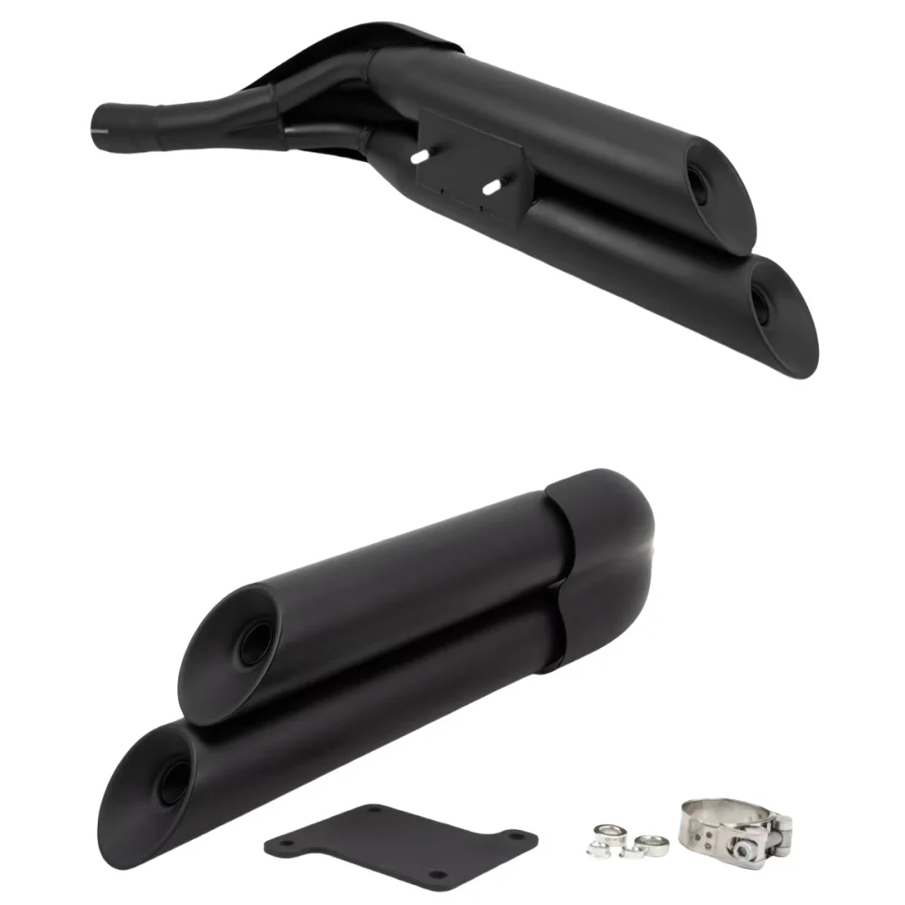 Customized Retro Motorcycle Exhaust Silencer Pipe Right Side Double Tube with Stainless Steel Material for Haojue Tr300 Criuser