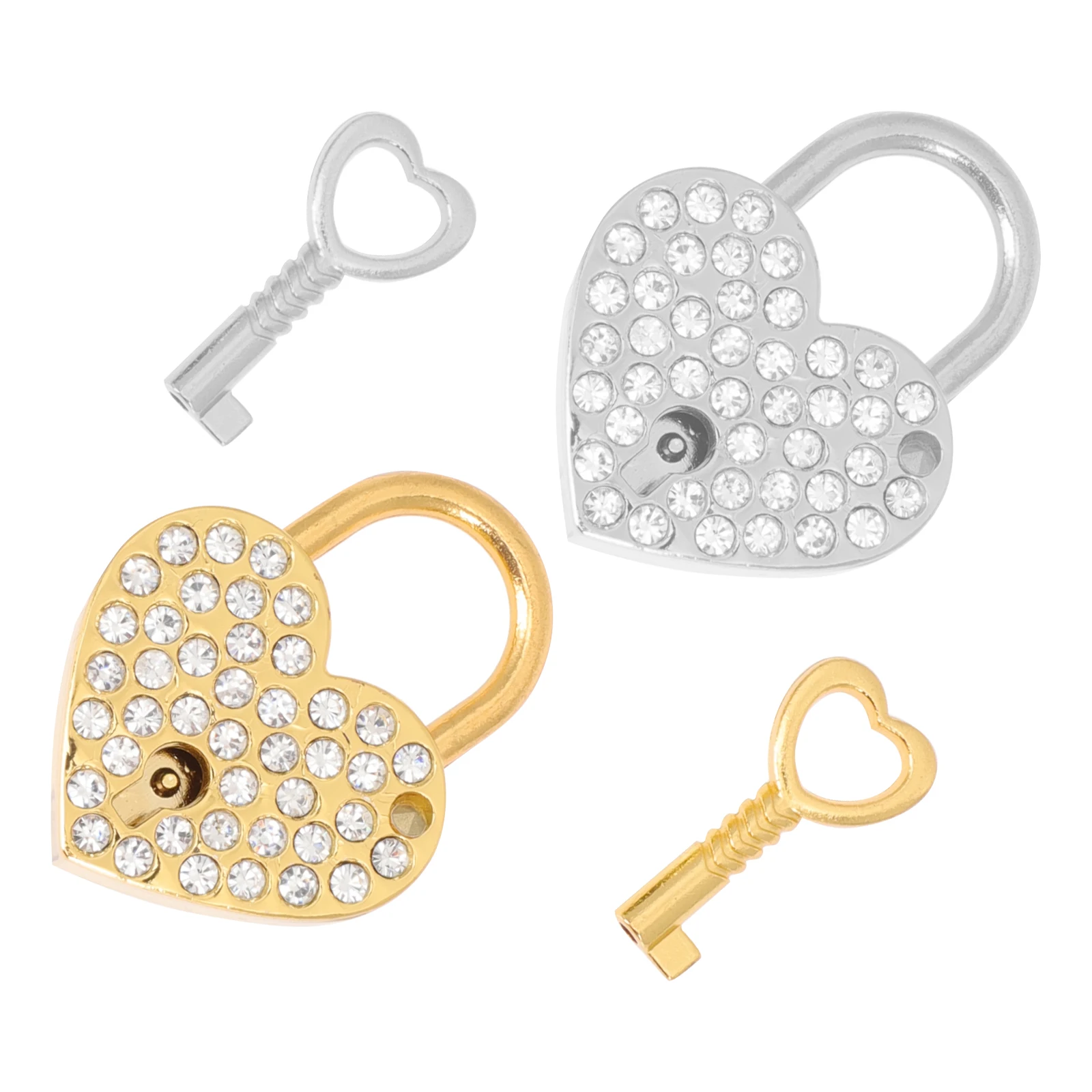 

Heart Shaped Padlock Locks 2 Sets Rhinestone Small with Keys for Scenic Spots Gifts Zinc Alloy Durable Lightweight Anti Rust