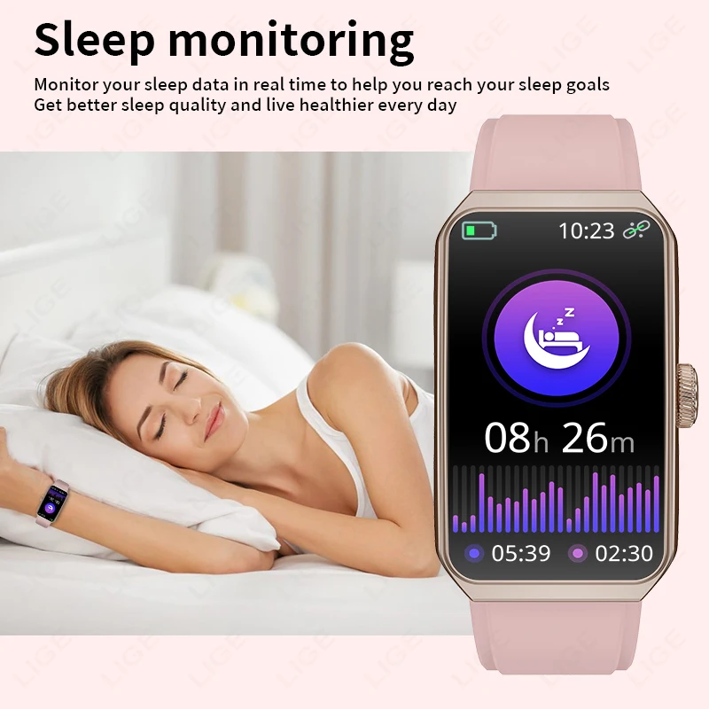 LIGE موضة الذكية الفرقة طوال اليوم الأكسجين في الدم 1.47 بوصة شاشة ثلاثية الأبعاد معدل ضربات القلب Smartband IP68 مقاوم للماء الرياضة في الهواء الطلق Smartwatch