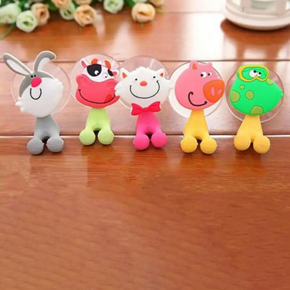 Creative Wall Mounted Tooth Brush Storage Rack Cute Animal Shape Suction Cup Toothbrush Holder Bathroom Accessories Kids Gift