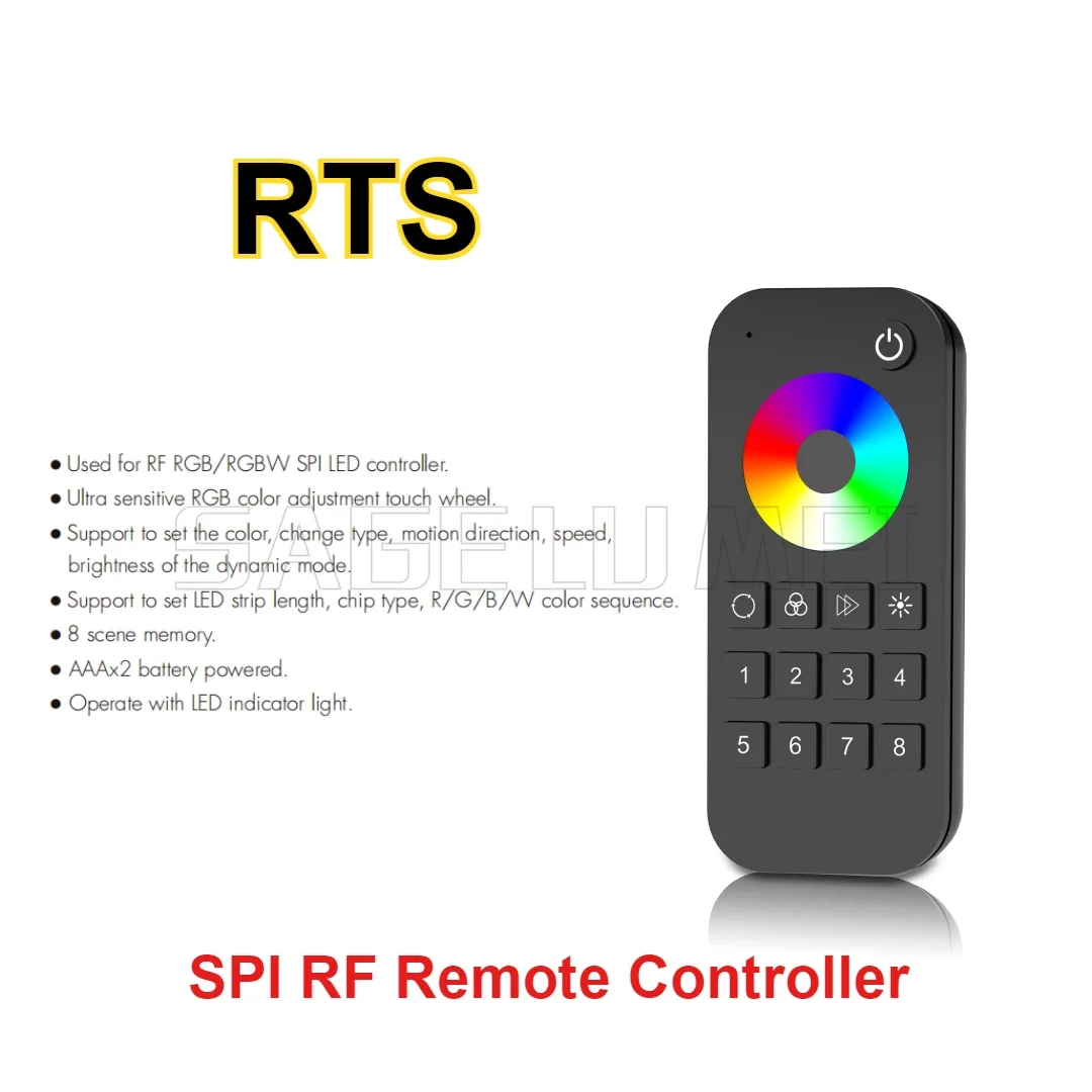 Skydance RTS 1 Zone SPI RGB/RGBW RF Remote Controller About Distance 30M Used for WS2811/2812/2813 WS2815 RGB/RGBW Strip Lights