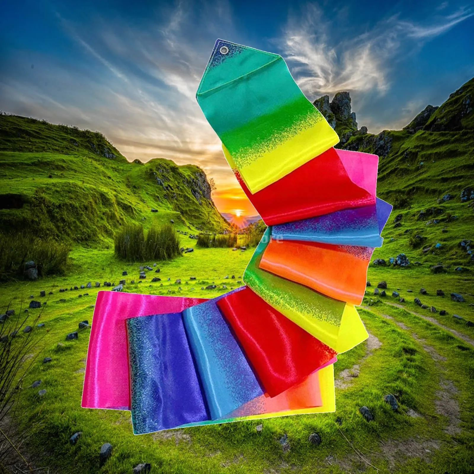 Rainbow Gymnastics Ribbon Gradient Color Smooth Lightweight Dance Streamer for Carnival and Training