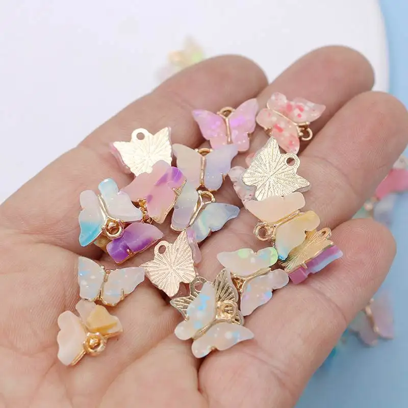 Gold Plated Acrylic Butterfly Charm Pendant