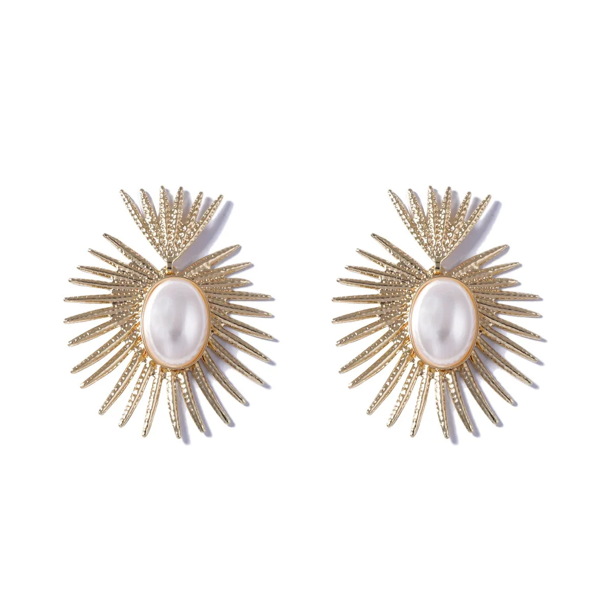 Fashion Metal Empty Earrings Oval Imitation Pearl Earrings Women's Personality Light Luxury Trend Versatile Earrings