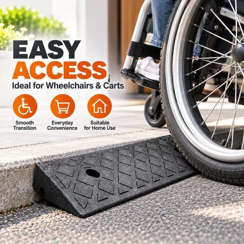 Non-Slip Plastic Kerb Ramp 30mm High Threshold Curb Ramp for Cars Bikes Wheelchairs, Smooth Driveway Garage Access, 1-4PCS