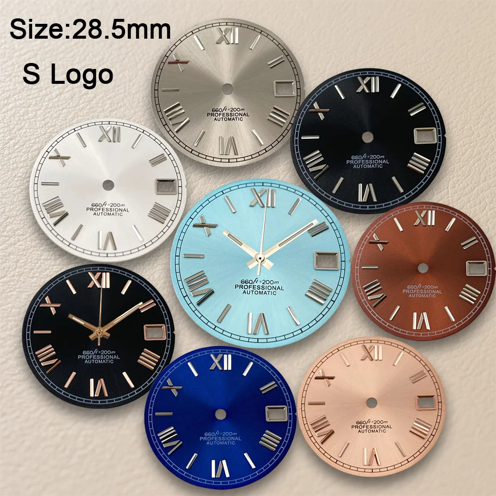 High Quality 28.5mm S Logo Rome Sunburst Dial Fit NH35/4R/7S Movement Sunray Dial Watch Modification Accessories