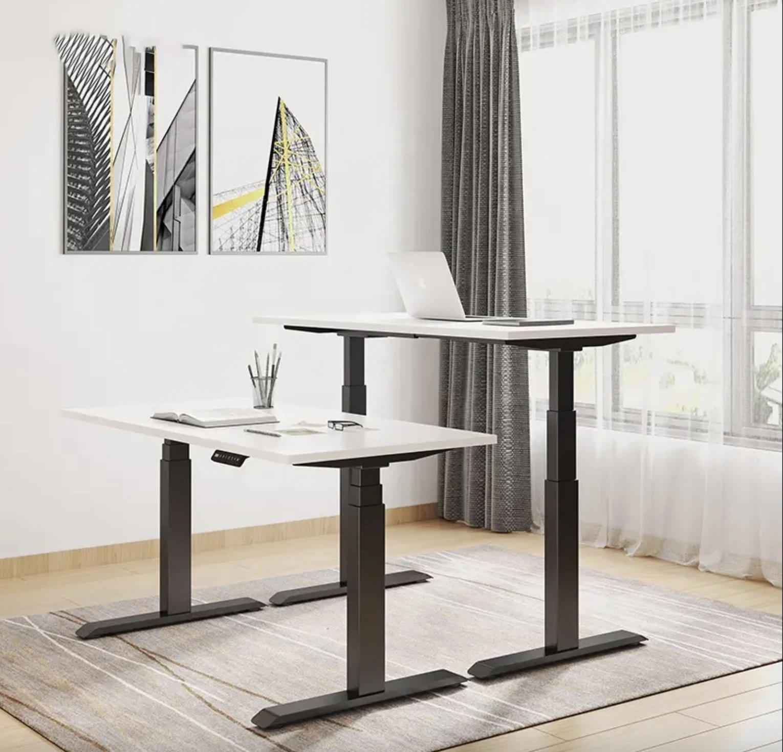 

Modern 2 Motor Electric Adjustable Stand-Sit Gaming Desk Low Noise Height Sale with Modular Design