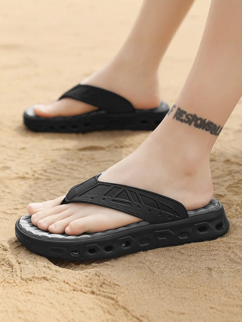 

Men's Outdoor Summer Slip-On Thick Bottom Sandals Anti-Slip Comfortable Casual Sports Beach Slippers T-Strap EVA Material