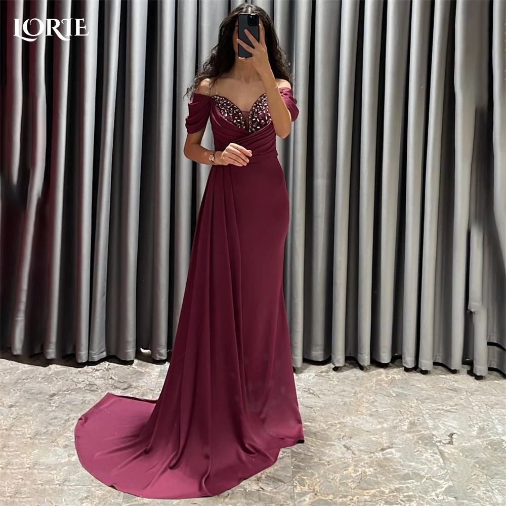 LORIE Glitter Mermaid Evening Dresses Off Shoulder Pleats Backless Celebrity Prom Dress For Wedding Bridesmaid Party Gowns 2023