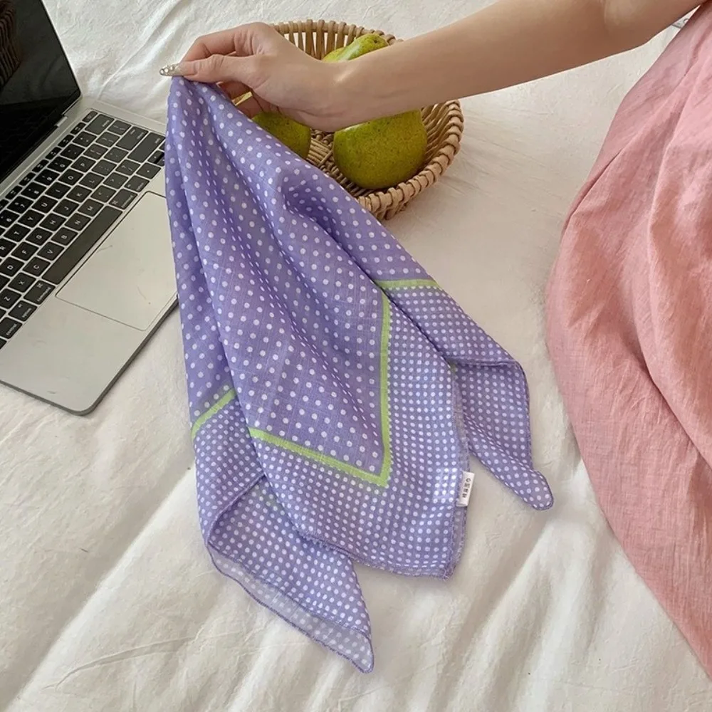 

Fashion Korean-style Women's Scarf Fresh And Simple Purple Color Floral Small Square Scarves Retro Artistic Headscarves