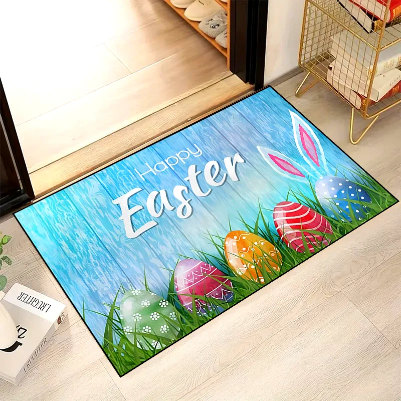 1pc Easter Themed Flannel Door Mat,For Bedroom Room Outdoors Shower Supplies Entryway Sofa Seat Floating Window Home Decor