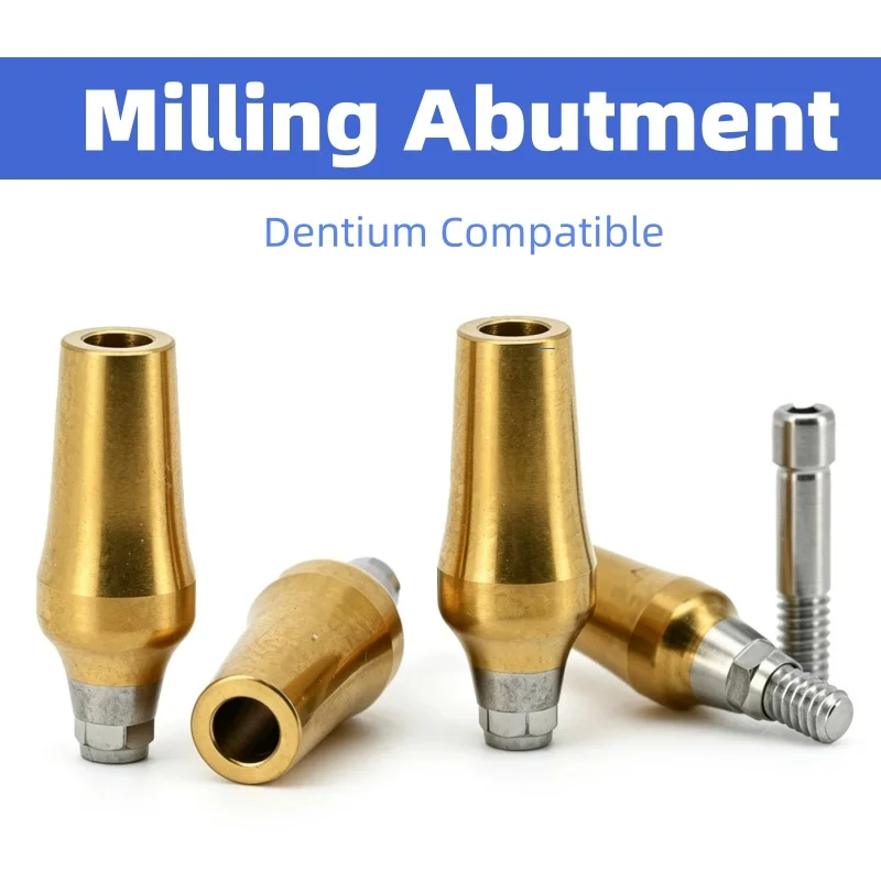 5Sets Dentium Compatible Straight Milling Abutment, Premilled Abutment Custom CAD CAM Abutment for Dental Implant Dental Lab