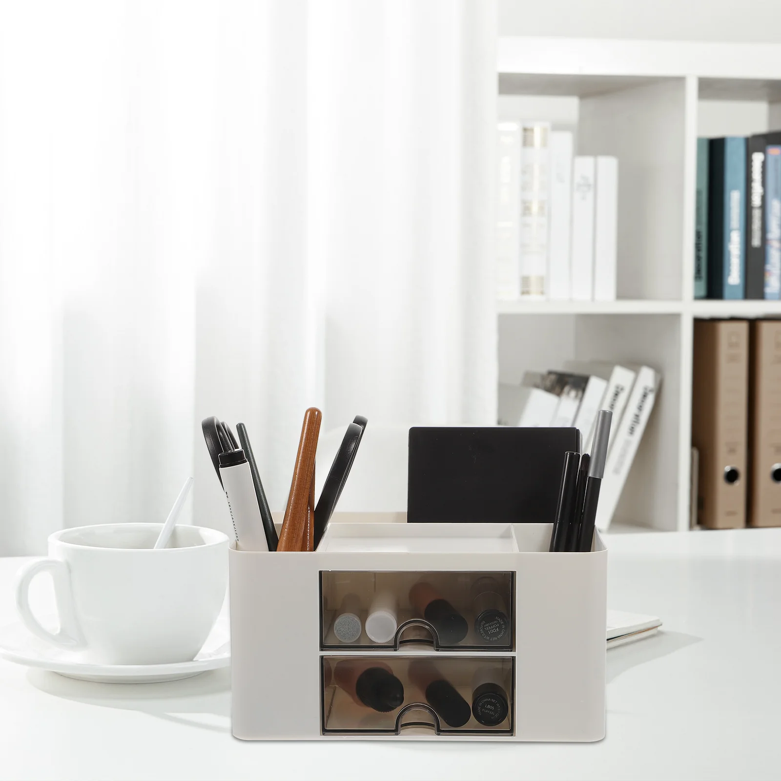 Stylish Desk Organizer HIPS Multifunctional Makeup Storage Box Creative Vanity Organizer Table Storage Holder