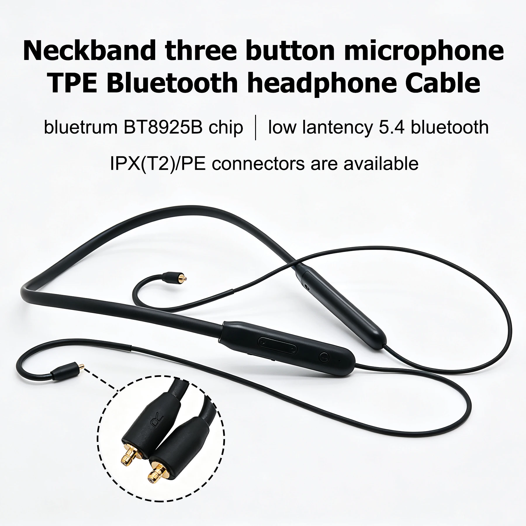 Bluetrum BT8925B Chip LDAC Neckband Wireless Bluetooth 5.4 Earphone Cable HD Three-button Microphone PE IPX(T2) Weston AM ProX10