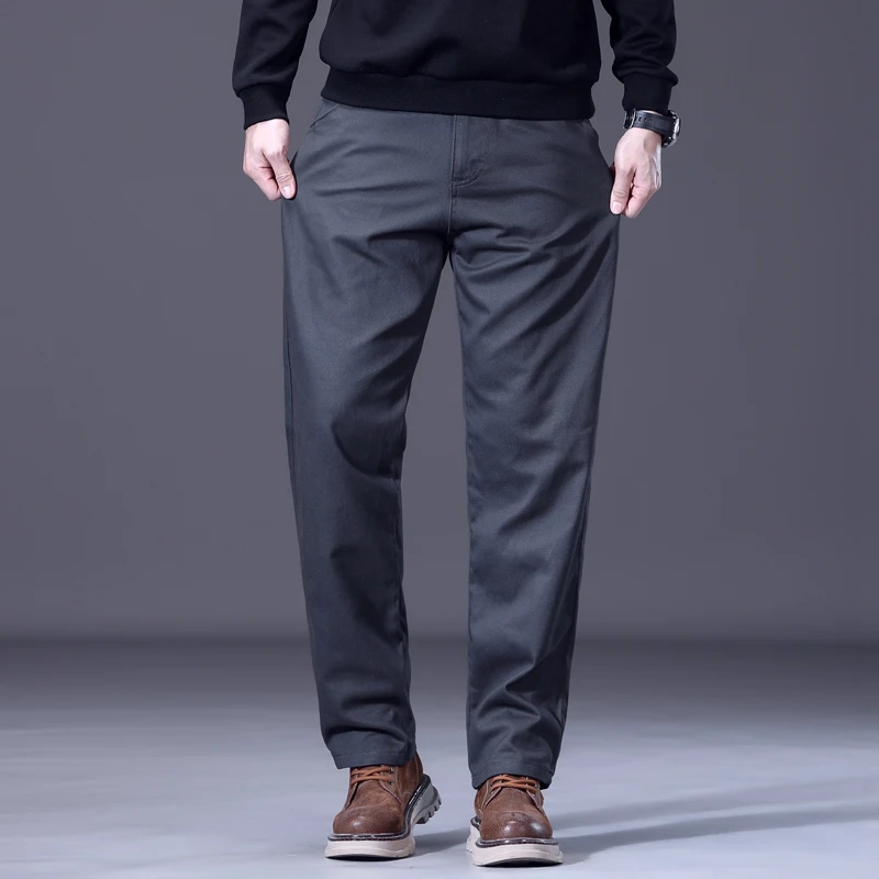 السراويل الرجالية ربيع الخريف الأعمال السراويل الكلاسيكية بلون مرونة مريحة فضفاضة مستقيم العلامة التجارية ملابس رجالية #5