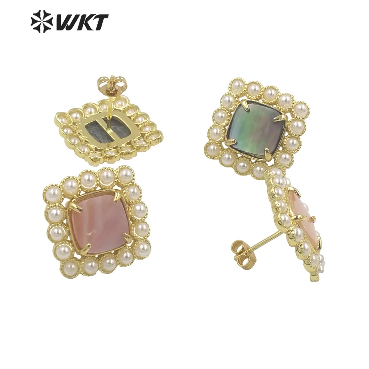 WT-MPE119   WKT 2023 Delicate Style Jewelry Natural Stone&Shell Making Earring Supplies Wedding Party Good Quality Trend