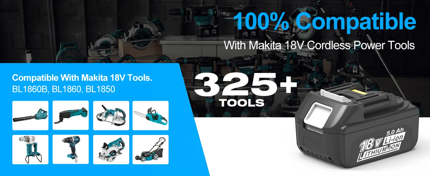 1/2/4Pcs 8.0Ah BL1860B Replace for Makita 18V BL1850B BL1830 BL1815 BL1890 Li-on Battery Pin Compatible with Cordless Power Tool