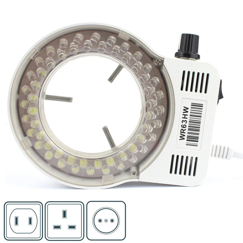 Mikroskop 56 LED-Ringlicht-Beleuchtungslampe, 0–100 % verstellbare Lampe, LED-Kreislicht für Industrie, trinokulares Stereomikroskop