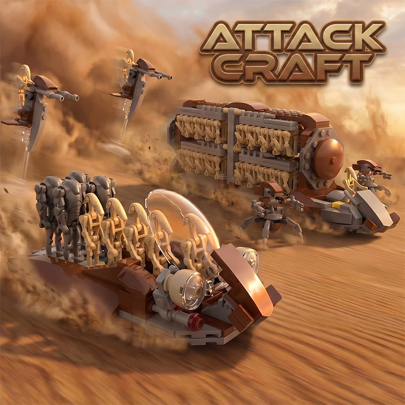 Modelo de Blocos de Montar MOC: Naves de Ataque de Pelotão para Destruir Droids, Conjuntos de Exército de Droids de Batalha Estelares, Brinquedos DIY para Adultos