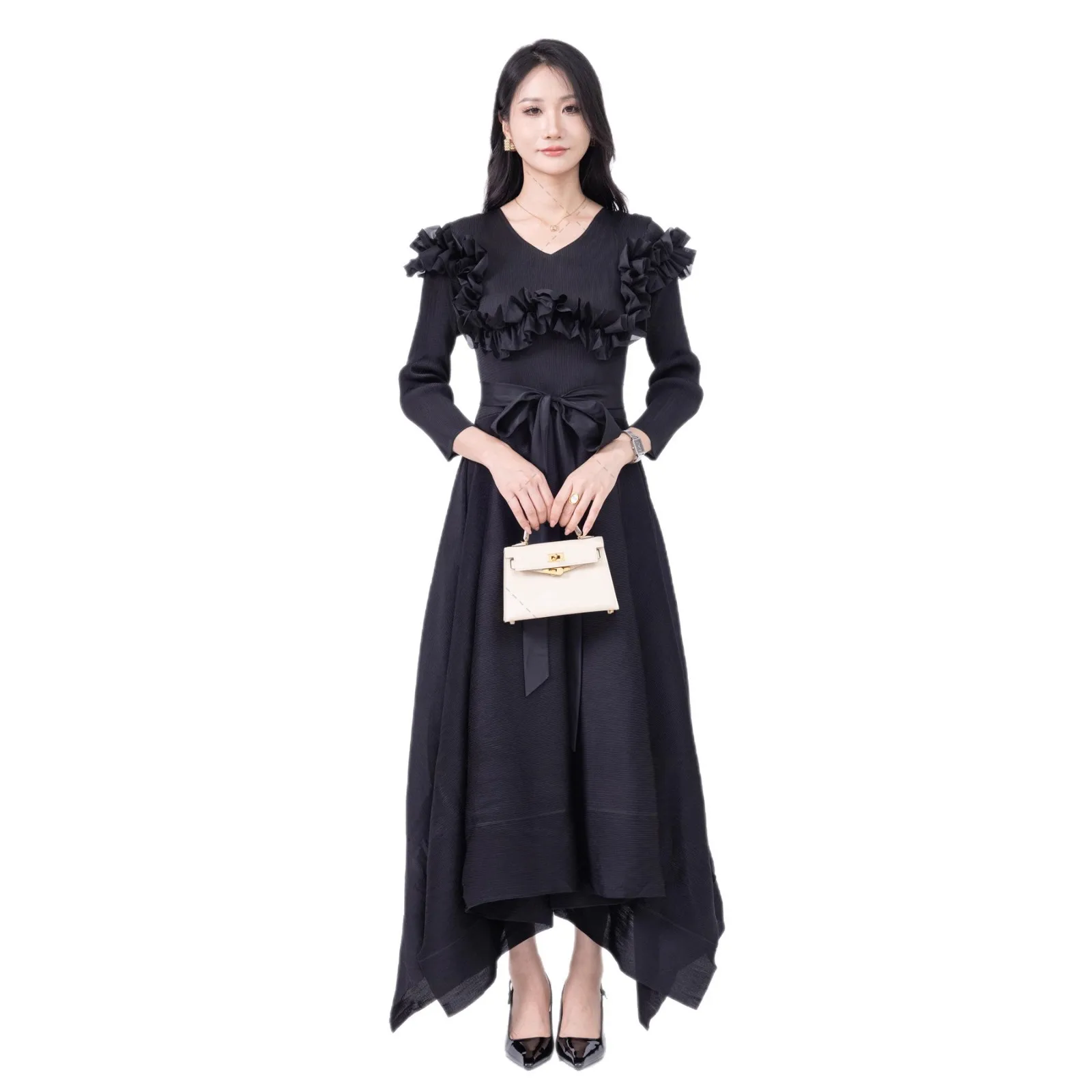 

Miyake New Large Size Women's Pleated One Size Dress Fashion Loose Long Dress Pleats Light Luxury Premium Pleated Clothes