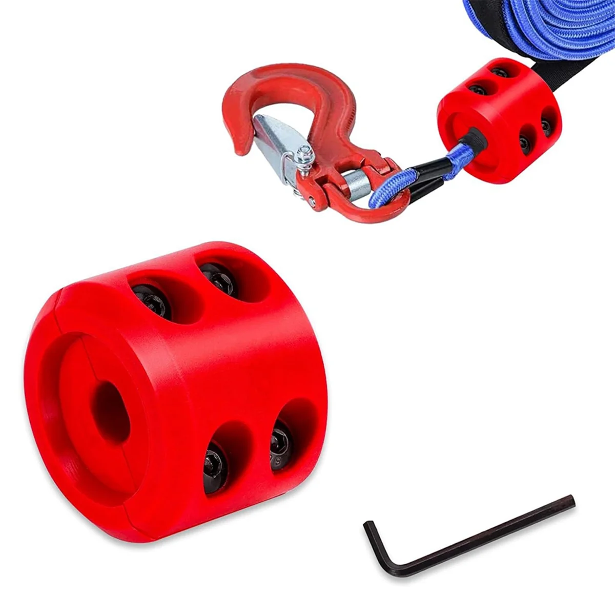 Universal Winch Cable Rubber Stopper,High-Performance Cable Protection, Automobile Modification for Trucks Red