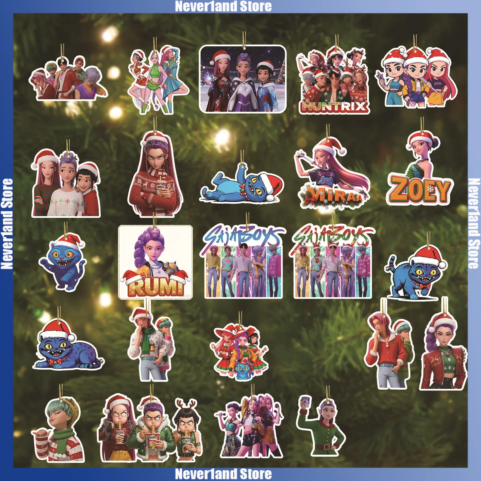 24 pçs kpop caçadores de demônios natal calendário do advento caixa cega rumi mira zoey mini acrílico pingente contagem regressiva caixa de brinquedo menino menina presente