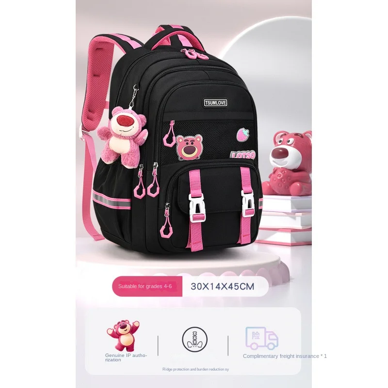 Disney Lotso Girl School Bag Primary Middle High Student Shoulder Orthopedic Backpack Leisure Fashion Large Capacity Mochilas