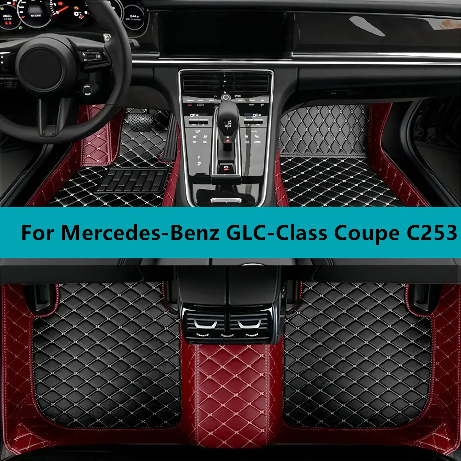 

Leather Car Floor Mats For Mercedes-Benz GLC-Class Coupe C253 2019 2020 2021 2022 2023 All Weather Waterproof Car Floor Mats