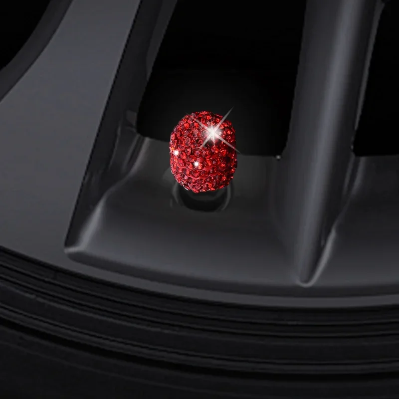 Tire Rhinestone Decor Valve Caps Diamond Bling Bling Shiny Wheel Valve Dustproof Cover Car Motorcycle Tyre Accessories