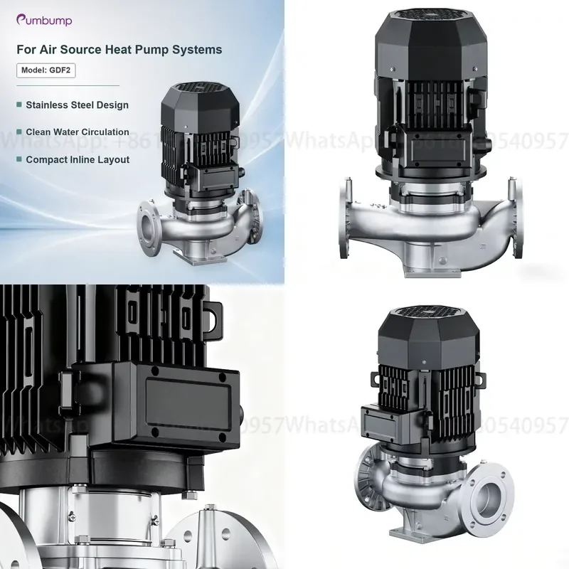 GDF(2) Stainless Steel Vertical Inline Pump for Air Source Heat Pump Clean Water Circulation Compact Installation and