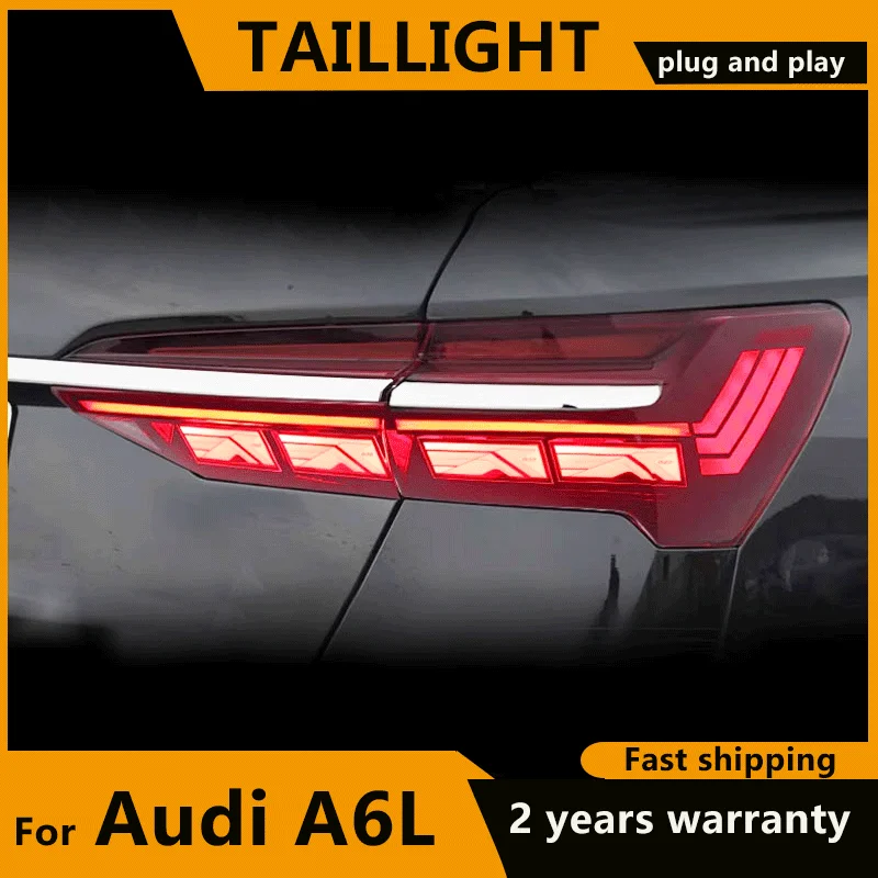 LED Tail Light Assembly For Audi A6L 2019‑2024 A6 C8 Upgrade LED Through‑type Light Bar Dynamic Turn Signal Full-width Taillight