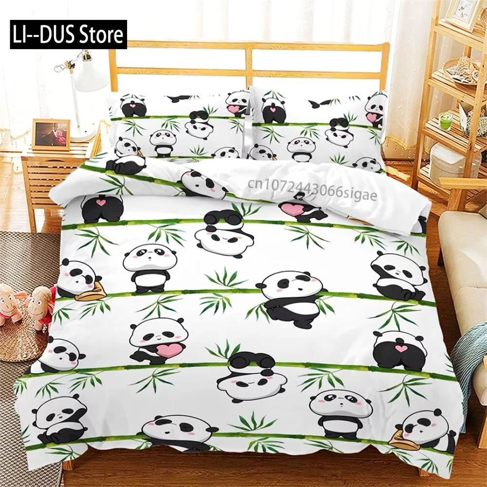 Cartoon Panda 3d Bedding Set Duvet Cover Sets Comforter Bed Linen Twin Queen King Single Size Room Decor Kids Adult Cute Kawaii