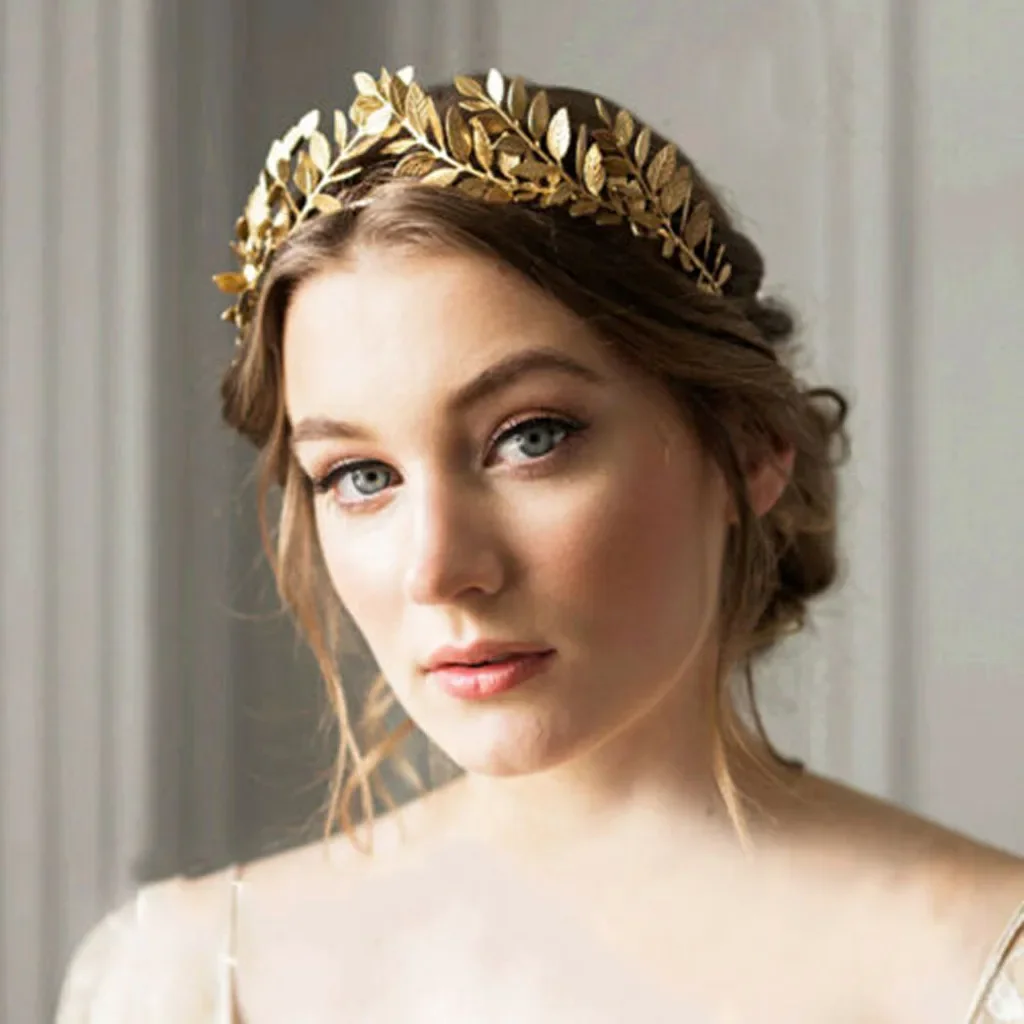 Fashion Greek Goddess Headband Gold Leaves Hair Flower Band Crown Gold Head Women Piece Bridal Leaf Headband Hair Accessories