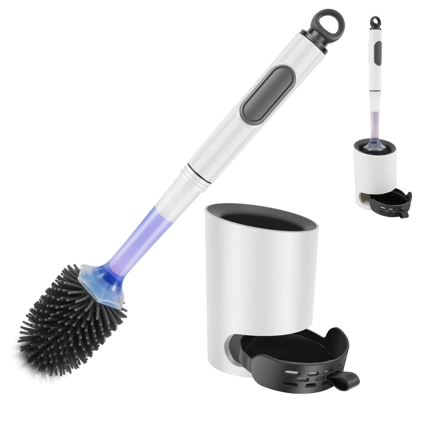 

Toilet Bowl Brush Holder Set Silicone Toilet Brush with Refillable Handle Dispenser Bathroom Scrubber Rv Cleaner Toilet Brush