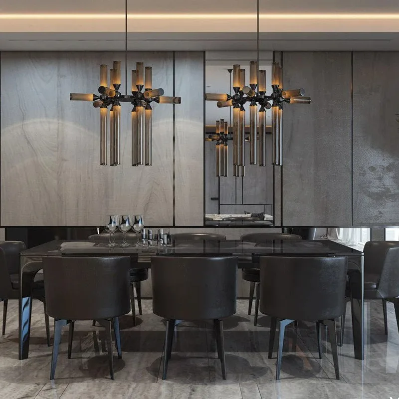 Modern Italian Designer Glass Tube LED Living Room Pendant Lights Nordic Simple Restaurant Bedroom Hanging Lamp Lighting Fixture