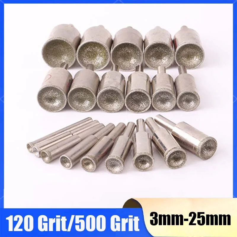 1Pc Diamond Spherical Concave Head Grinding Bit 3/4/5/6/7/8/9/10/11/12/13/14/15-25mm Jade Round Beads Polishing For Rotary Tool