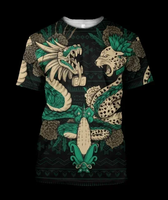 2024 Men's T-shirt Retro Top Fashion Aztec Civilization 3D Printed Men's Short Sleeved Street Summer Oversized Men's Clothing