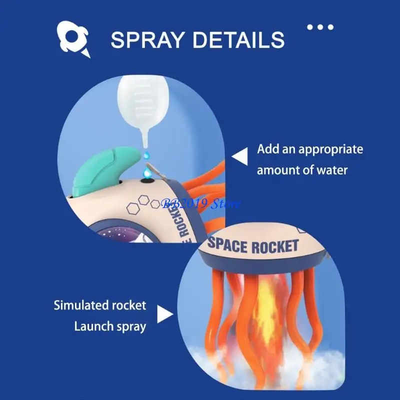 Q0KB Máy phun đồ chơi tàu vũ trụ được kích hoạt bằng chuyển động Máy chiếu xoay Máy chiếu đồ chơi khiêu vũ Cung cấp bữa tiệc