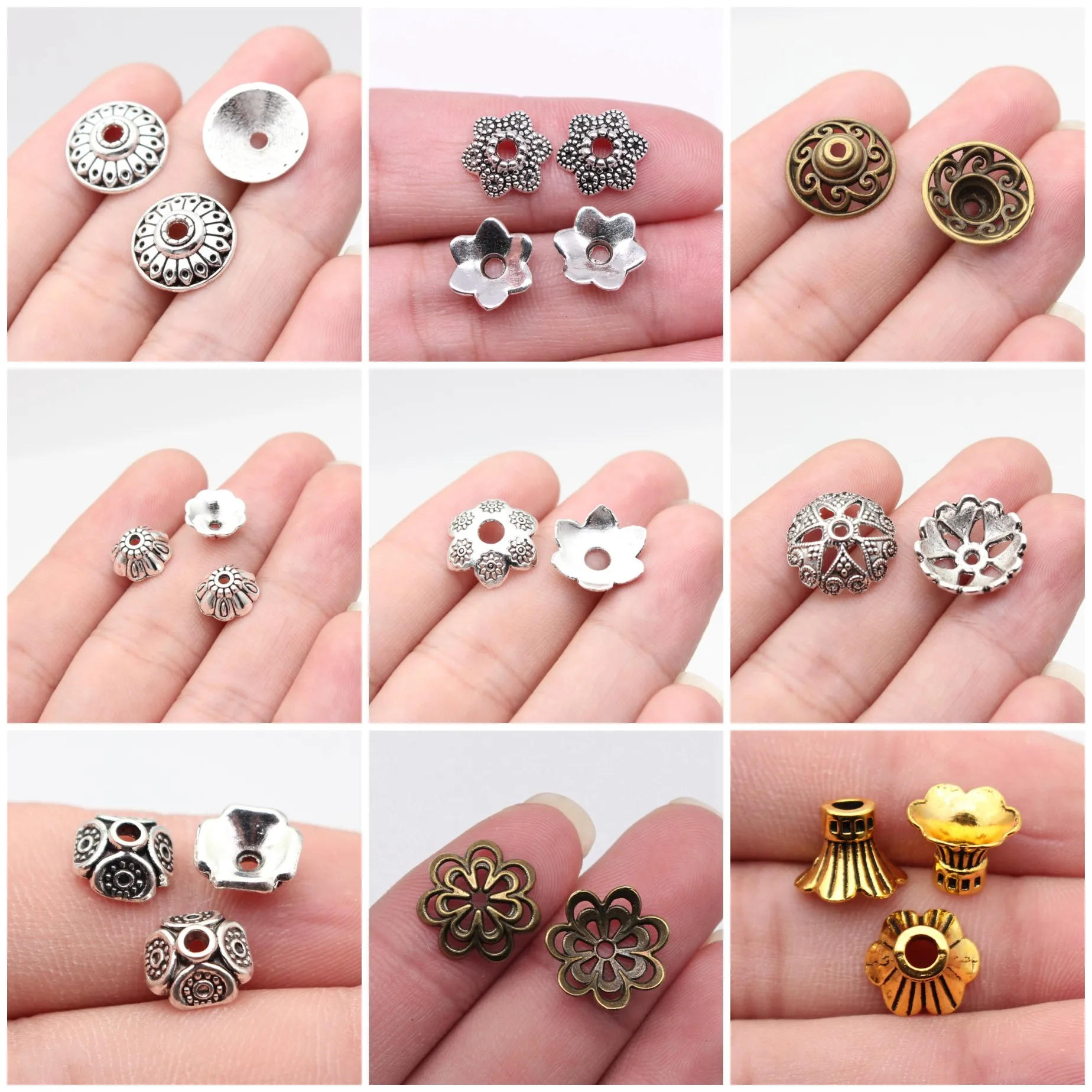 Flower Bead Cap End Caps Spacer Beads Jewelry Findings For DIY Bracelet Necklace Making Supplies