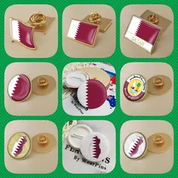 Qatar Qataris Map Flag National Emblem Brooches Badges Lapel Pins