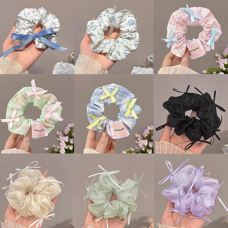 เกาหลี StyleSatin ผ้าไหมผ้าคู่ซาตินขนาดใหญ่ Scrunchies อุปกรณ์เสริมผมสําหรับผู้หญิง High-end วงยืดหยุ่นสําหรับหญิง